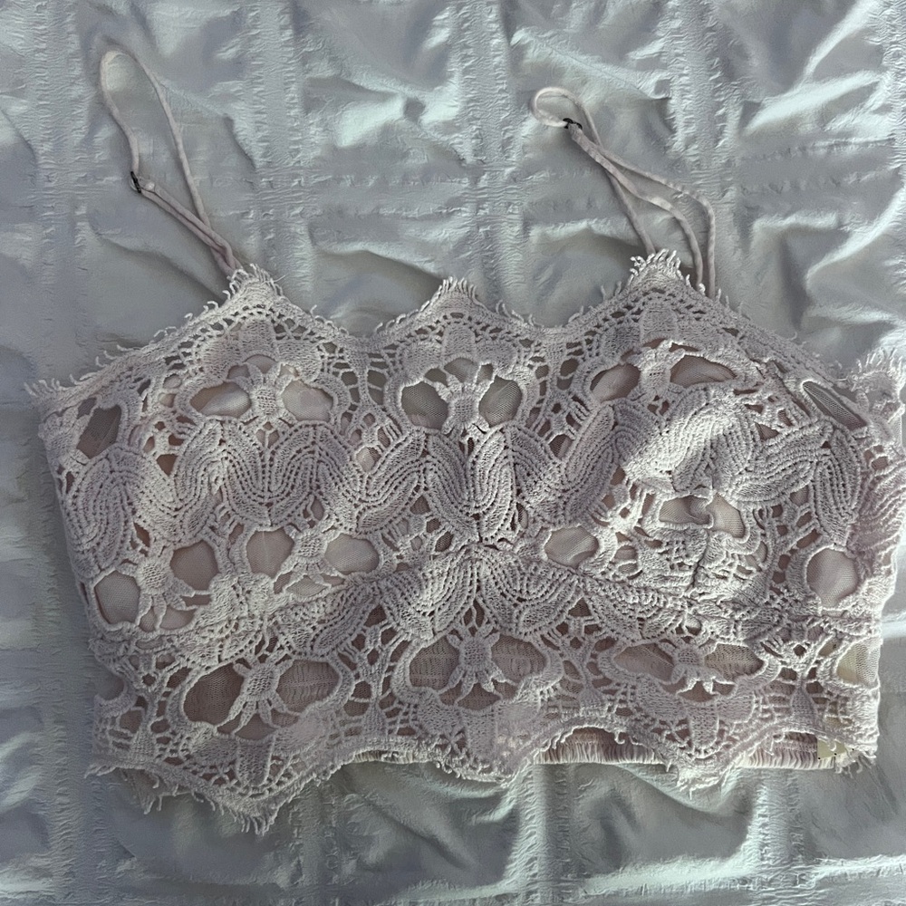Free People Lace Tank Top in Light Pink